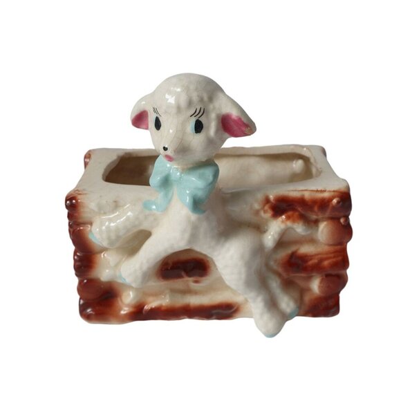 Vintage Pottery Lamb Planter Baby Lamb 1950s - Picture 2 of 8